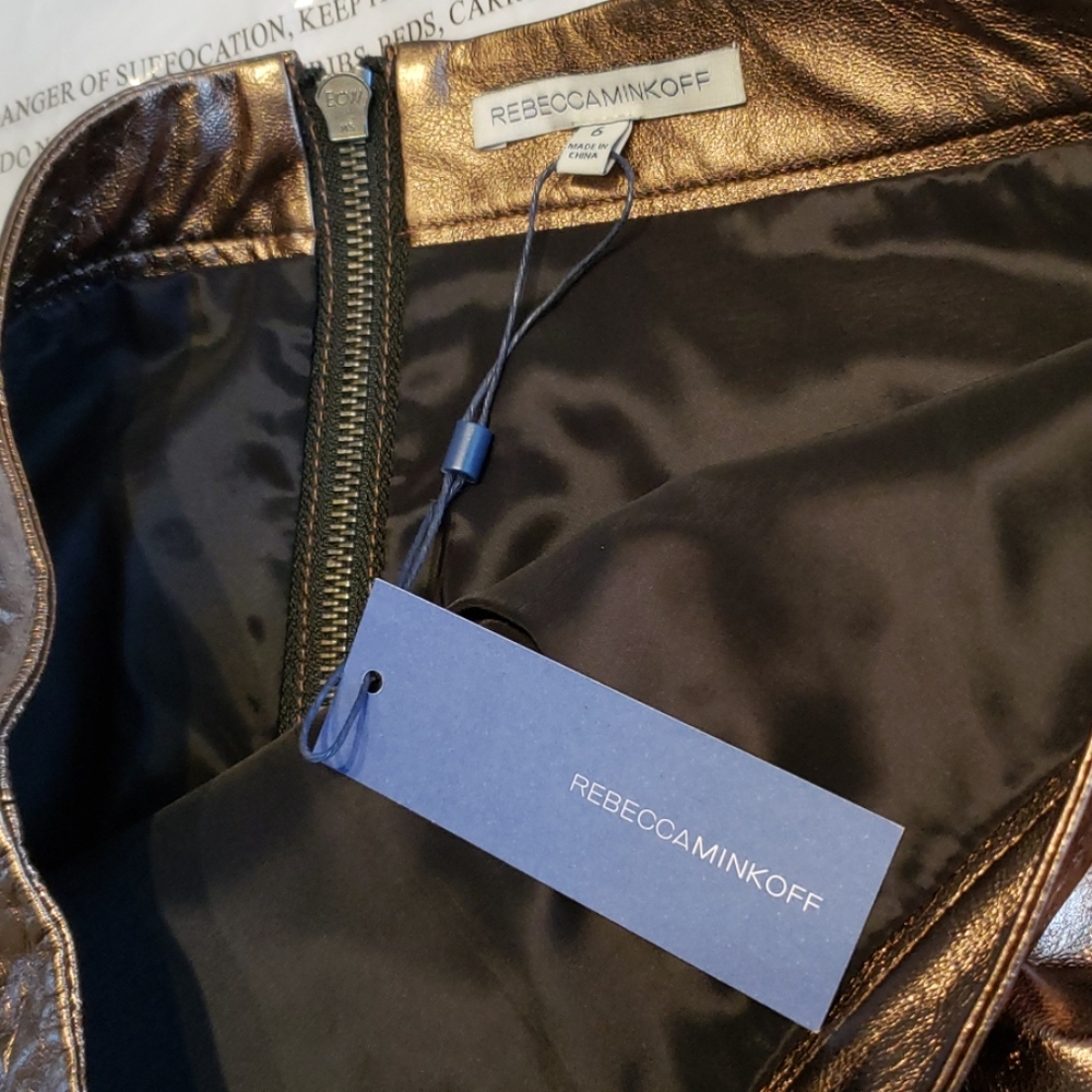 Rebecca Minkoff NEW Skirt Genuine Leather Designer Women's 6 - Picture 6 of 6